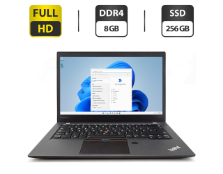 БУ Ультрабук Б-класс Lenovo ThinkPad T470s / 14&quot; (1920x1080) IPS / Intel Core i5-7200U (2 (4) ядра 2.5 - 3.1 GHz) / 8 GB DDR4 / 256 GB SSD / Intel HD Graphics 520 / WebCam / HDMI / Два АКБ из Европы в Харкові