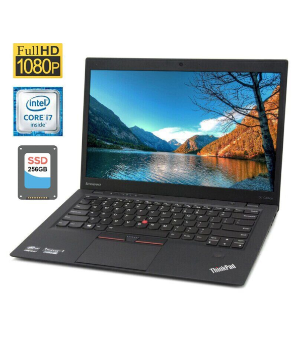 Ультрабук Lenovo ThinkPad X1 Carbon (4th Gen) / 14&quot; (1920x1080) IPS / Intel Core i7-6600U (2 (4) ядра по 2.6 - 3.4 GHz) / 8 GB DDR3 / 256 GB SSD / Intel HD Graphics 520 / WebCam / Windows 11 Pro - 1
