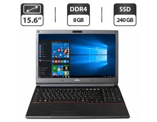 БУ Ноутбук Fujitsu LifeBook E556 / 15.6&quot; (1366x768) TN / Intel Core i5-6300U (2 (4) ядра по 2.4 - 3.0 GHz) / 8 GB DDR4 / 240 GB SSD / Intel HD Graphics 520 / VGA из Европы в Харкові