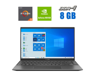 БУ Игровой ноутбук Asus ZenBook UX425UG / 14&quot; (1920x1080) IPS / AMD Ryzen 5 5500U (6 (12) ядер по 2.1 - 4.0 GHz) / 8 GB DDR4 / 256 GB SSD M.2 / nVidia GeForce MX450, 2 GB GDDR5, 64-bit / WebCam  из Европы в Харкові