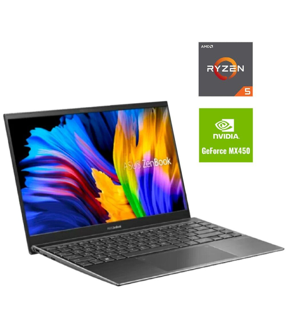 Игровой ноутбук Asus ZenBook 14 Q408UG / 14&quot; (1920x1080) IPS / AMD Ryzen 5 5500U (6 (12) ядер по 2.1 - 4.0 GHz) / 8 GB DDR4 / 256 GB SSD M.2 / nVidia GeForce MX450, 2 GB GDDR5, 64-bit / WebCam - 1