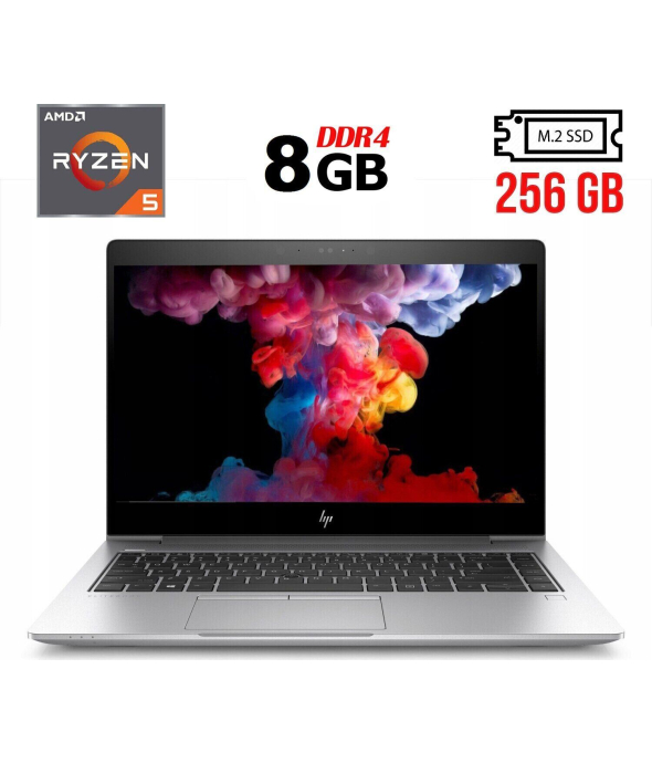 Ультрабук Б-класс HP Elitebook 745 G5 / 14&quot; (1920x1080) IPS / AMD Ryzen 5 Pro 2500U (4 (8) ядра по 2.0 - 3.6 GHz) / 8 GB DDR4 / 256 GB SSD M.2 / AMD Radeon Vega 8 Graphics / WebCam / USB 3.1 / HDMI - 1