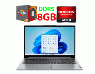 БУ Новый ультрабук Lenovo IdeaPad 1 15AMN7 / 15.6&quot; (1920x1080) TN / AMD Ryzen 3 7320U (4 (8) ядра по 2.4 - 4.1 GHz) / 8 GB DDR5 / 256 GB SSD / AMD Radeon 610M Graphics / WebCam из Европы в Харкові