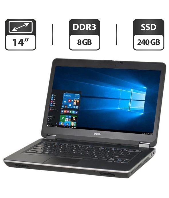 Ноутбук Б-класс Dell Latitude E6440 / 14&quot; (1366x768) TN / Intel Core i5-4300M (2 (4) ядра по 2.6 - 3.3 GHz) / 8 GB DDR3 / 240 GB SSD / Intel HD Graphic 4600 / VGA - 1