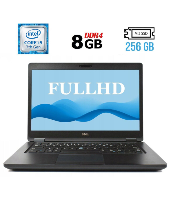 Ноутбук Б-класс Dell Latitude 5480 / 14&quot; (1920x1080) IPS / Intel Core i5-7440HQ (4 ядра по 2.8 - 3.8 GHz) / 8 GB DDR4 / 256 GB SSD M.2 / Intel HD Graphics 630 / USB 3.1 / HDMI / Windows 11 лицензия - 1