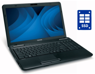 БУ Ноутбук Toshiba Satellite C655D-S5130 / 15.6&quot; (1366x768) TN / AMD E-240 (1 ядро по 1.5 GHz) / 4 GB DDR3 / 240 GB SSD / AMD Radeon HD 6310 / WebCam / DVD-ROM / Win 7 Home из Европы в Харкові