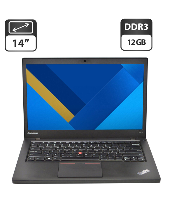 Ноутбук Lenovo ThinkPad T440s / 14&quot; (1600x900) TN / Intel Core i7-4600U (2 (4) ядра по 2.1 - 3.3 GHz) / 12 GB DDR3 / 480 GB SSD / Intel HD Graphics 4400 / WebCam / VGA - 1