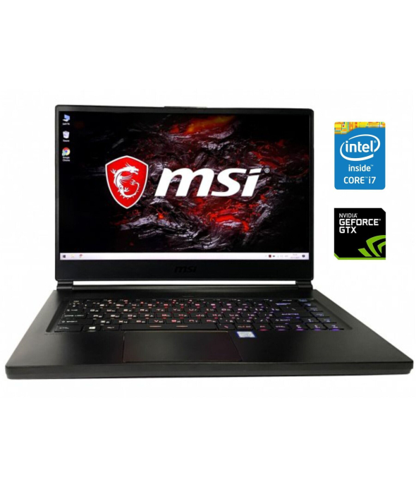 Игровой ноутбук MSI GS65 8RF Stealth Thin / 15.6&quot; (1920x1080) IPS / Intel Core i7-8750H (6 (12) ядра по 2.2 - 4.1 GHz) / 16 GB DDR4 / 512 GB SSD / nVidia GeForce GTX 1070 Max-Q, 8 GB GDDR5, 256-bit / WebCam / Win 10 Home - 1