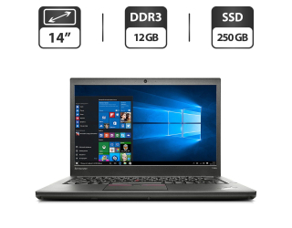 БУ Ноутбук Б-класс Lenovo ThinkPad T450s / 14&quot; (1600x900) TN / Intel Core i7-5600U (2 (4) ядра по 2.6 - 3.2 GHz) / 12 GB DDR3 / 250 GB SSD / Intel HD Graphics 5500 / WebCam / VGA / Windows 10 Pro / Два АКБ (одна усилена) из Европы в Харкові