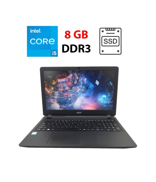 Ноутбук Б-класс Acer Aspire ES1-572 / 15.6&quot; (1366x768) TN / Intel Core i5-7200U (2 (4) ядра по 2.5 - 3.1 GHz) / 8 GB DDR3 / 240 GB SSD / Intel HD Graphics 620 / WebCam - 1