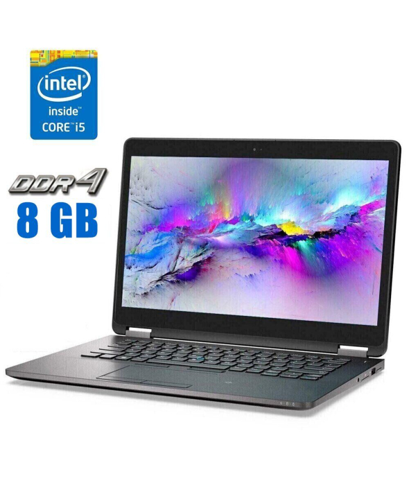 Ультрабук Dell Latitude E7470 / 14&quot; (2560x1440) IPS Touch / Intel Core i5-6300U (2 (4) ядра по 2.4 - 3.0 GHz) / 8 GB DDR4 / 256 GB SSD / Intel HD Graphics 520 / WebCam - 1