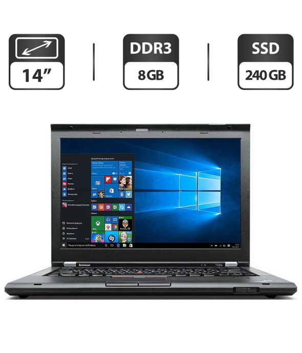 Ноутбук Lenovo ThinkPad T430 / 14&quot; (1600x900) TN / Intel Core i7-3520M (2 (4) ядра по 2.9 - 3.6 GHz) / 8 GB DDR3 / 240 GB SSD / Intel HD Graphics 4000 / VGA - 1