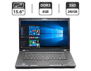 БУ Ноутбук Lenovo ThinkPad T530 / 15.6&quot; (1600x900) TN / Intel Core i7-3520M (2 (4) ядра по 2.9 - 3.6 GHz) / 8 GB DDR3 / 240 GB SSD / Intel HD Graphics 4000 / DVD-ROM / VGA из Европы в Харькове