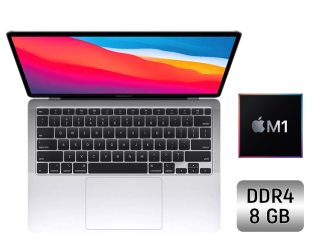 БУ Ультрабук Apple MacBook Air 13 (2020) / 13.3&quot; (2560x1600) IPS / Apple M1 (8 ядер по 3.2 GHz) / 8 GB DDR4 / 256 GB SSD / Apple M1 Graphics / WebCam / True Tone / Touch ID / Silver из Европы в Харкові