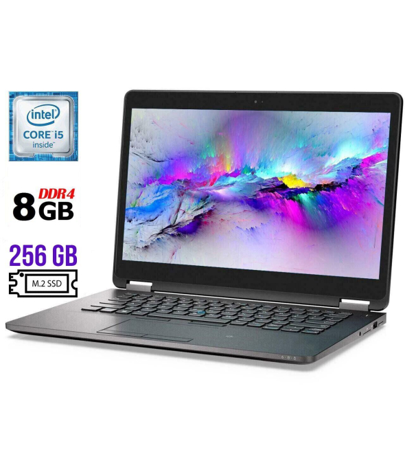 Ультрабук Dell Latitude E7470 / 14&quot; (1920x1080) IPS / Intel Core i5-6200U (2 (4) ядра по 2.3 - 2.8 GHz) / 8 GB DDR4 / 256 GB SSD M.2 / Intel HD Graphics 520 / WebCam / HDMI / miniDP / Windows 10 лицензия - 1
