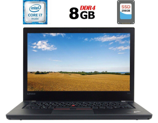 БУ Ноутбук Lenovo ThinkPad T470 / 14&quot; (1920x1080) IPS / Intel Core i7-6600U (2 (4) ядра 2.6 - 3.4 GHz) / 8 GB DDR4 / 256 GB SSD / Intel HD Graphics 520 / WebCam / Fingerprint / HDMI / Две АКБ / Windows 10 лицензия из Европы в Харькове
